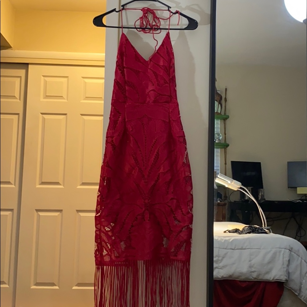 Cocktail/Wedding Guest Dress Red Lace Size Small